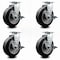 Service Caster 6 Inch Rubber on Aluminum Swivel Caster Set with Roller Bearings and Brakes SCC-20S620-RAR-TLB-4 - alternate 1